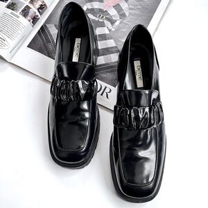 Elleme Paris Grunge Women's Chouchou Square Toe Black Loafers Size 38.5 US 7.5